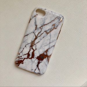 iPhone 6/7/8 White Marble & Rose Gold Case